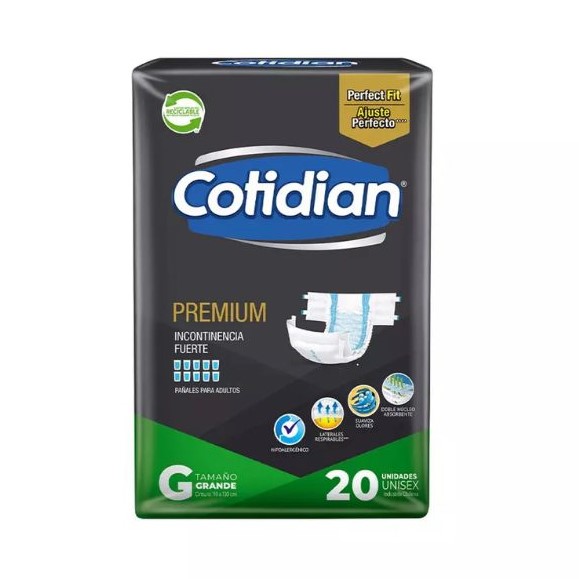 Pañal Adulto Cotidian Premium talla G  (20 Unid. X Paq.) (Alta Absorción)
